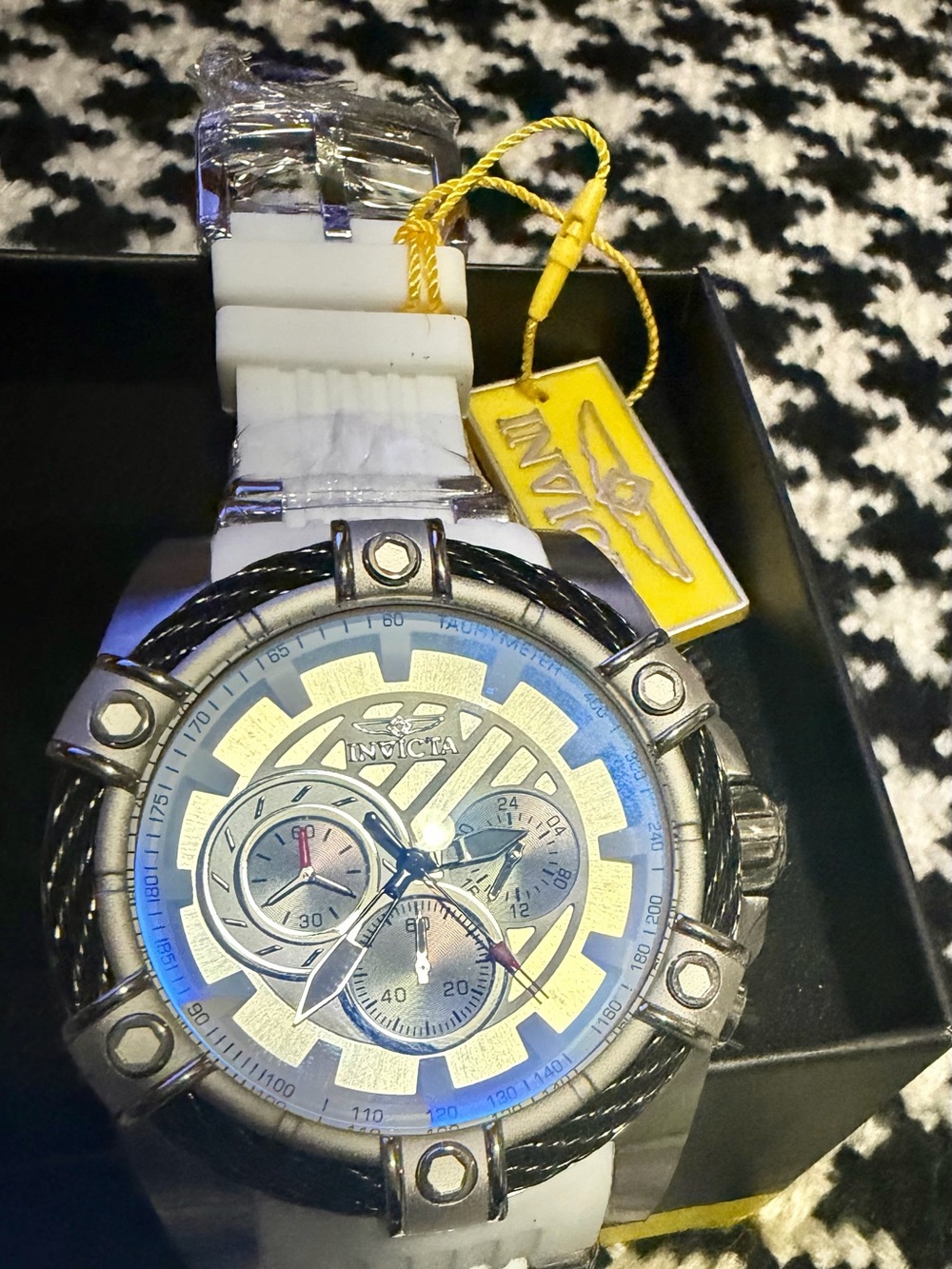 Invicta Men's White & Silver Chronograph Watch